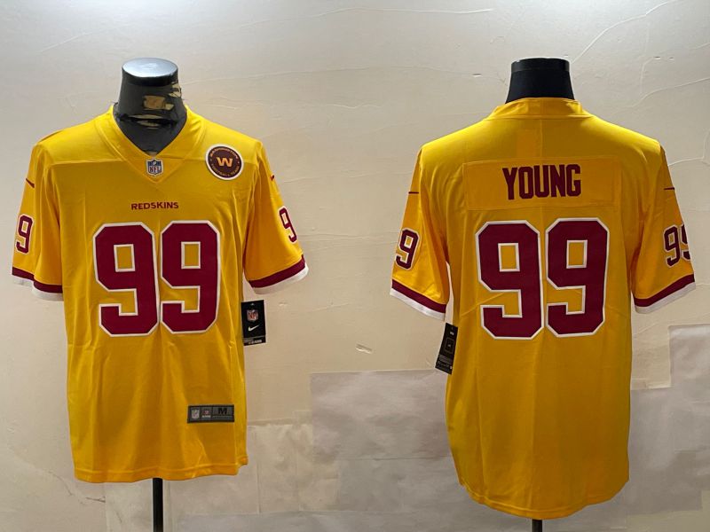 Men Washington Redskins #99 Young Yellow Second generation 2024 Nike Limited NFL Jersey style 2